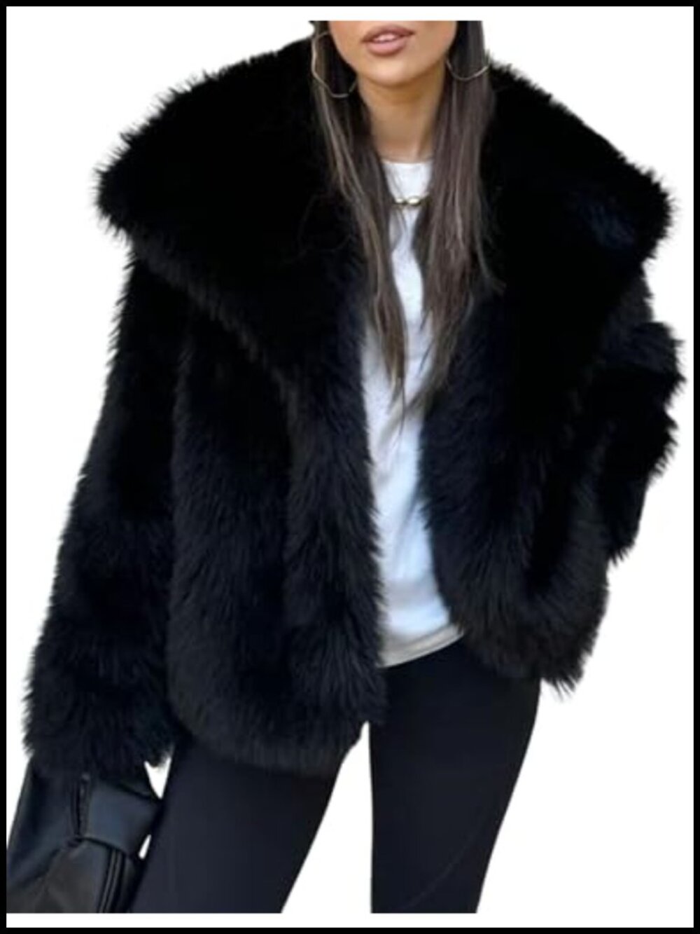 Faux Fur Jacket Womens Winter Warm Fluffy Coat Open Front
